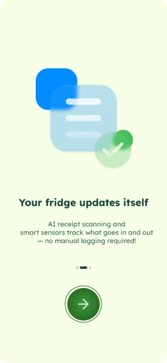 Onboarding screen: your fridge updates itself