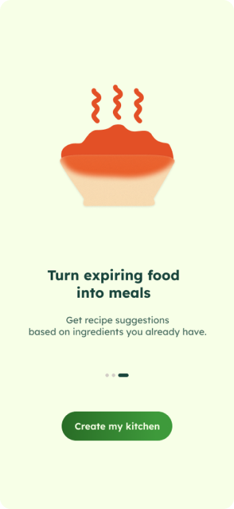 Onboarding screen: turn expiring food into meals