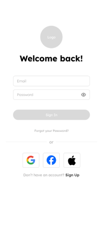 Log in wireframe