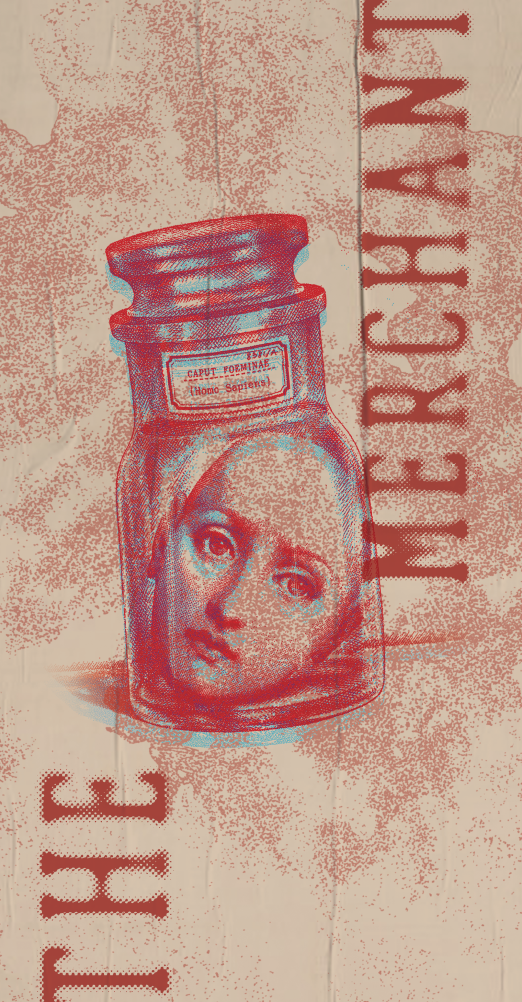 The Merchant risograph-style poster