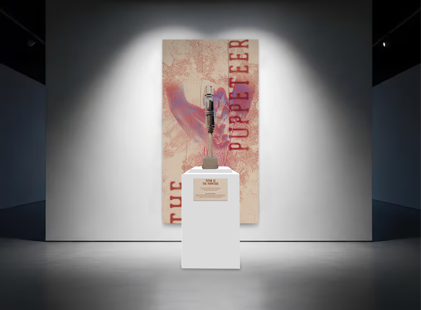 Totem III: The Puppeteer — damaged 5G tower installation in the gallery