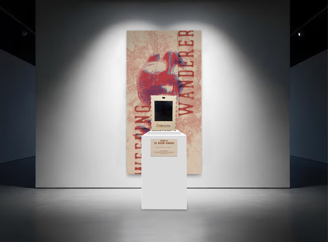 Totem IV: The Weeping Wanderer — interactive mirror installation in the gallery