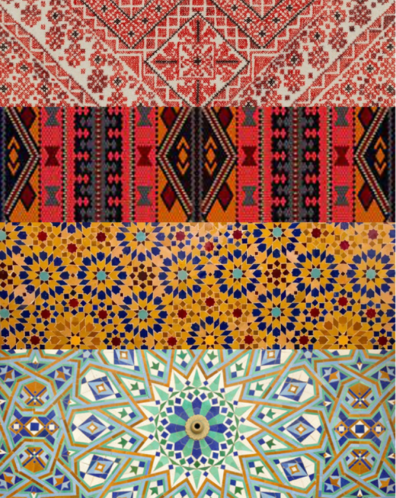 Middle Eastern textile and tile pattern references