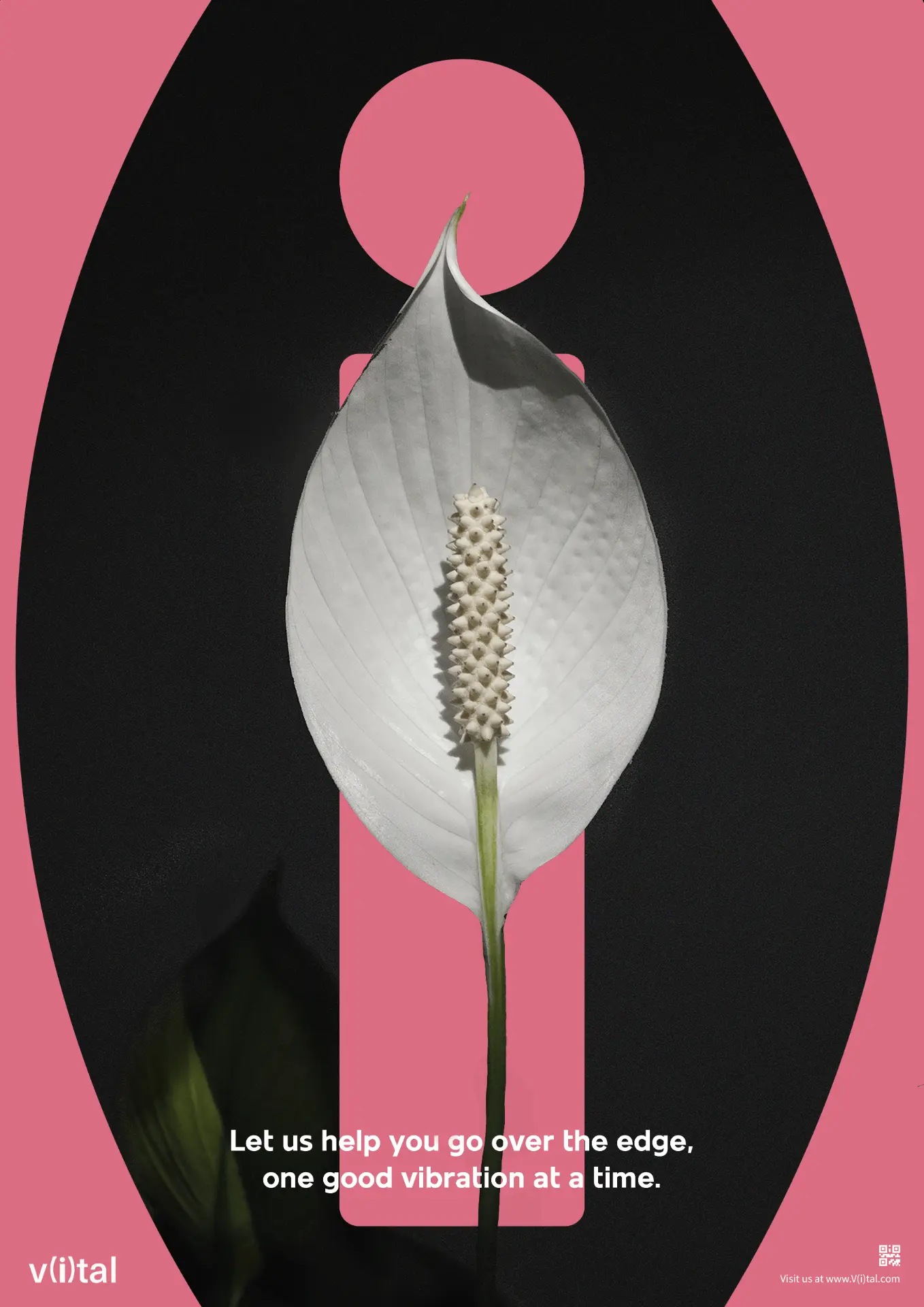 V(i)tal poster featuring a peace lily with a headline about good vibrations
