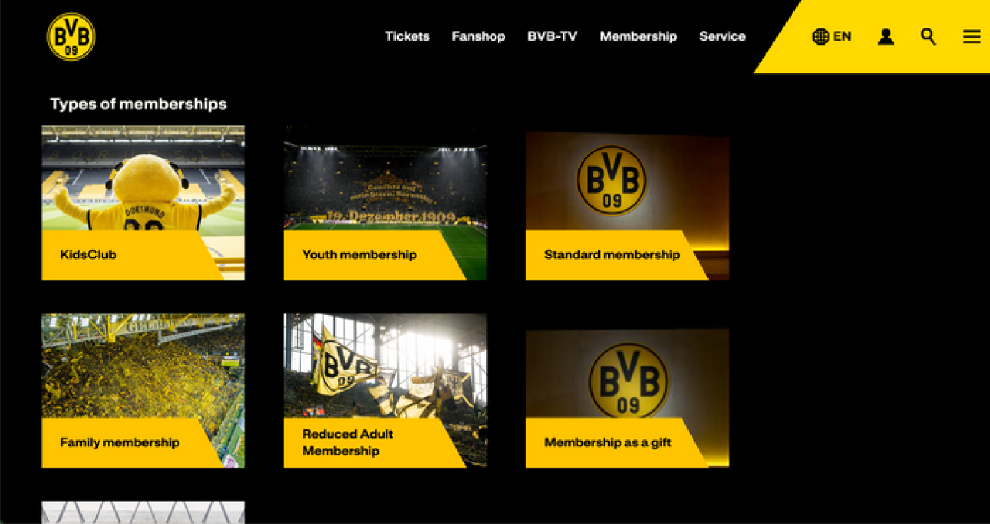 Borussia Dortmund memberships website